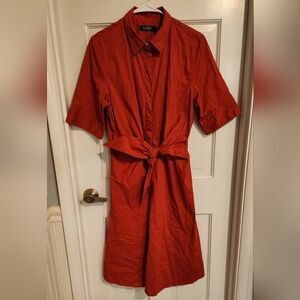 Lauren Ralph Lauren Tie Front Shirt Dress, Size 14